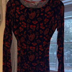 Boden Navy and Orange Floral Blouse